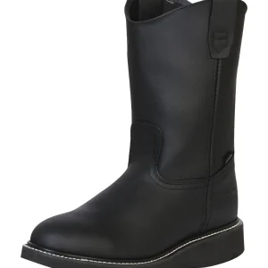 Bota de Trabajo para Hombre Establo en Piel Grasso con Suela Mil Rayas - Black 312