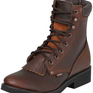 Botines de Trabajo para Hombre Establo en Piel Bull Fight con Agujetas y Suela de Hule