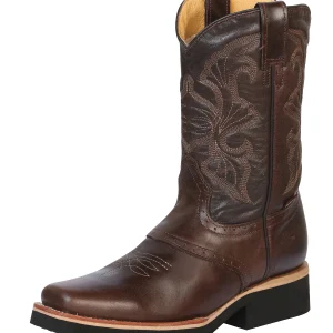 Botas Rodeo de Trabajo para Hombre Establo en Piel Rustic con Suela de Hule