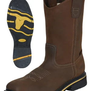 Botas Rodeo de Trabajo para Hombre Establo en Piel Crazy con Punta de Acero y Suela de Hule