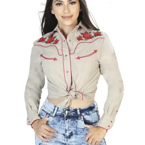 Womens Khaki Long Sleeve Western Shirt 42963