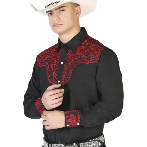 El Señor de los Cielos Embroidery Shirt Black/Red 43301