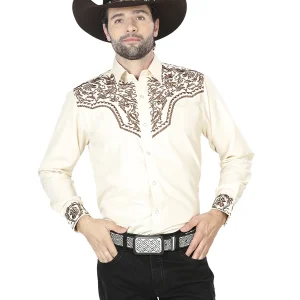 El General Embroidery Western Shirt Beige/Gold 43303