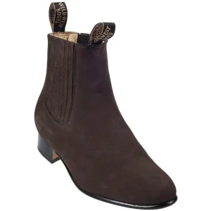 Botines Charros de Gamuza Punta Oval Color Chocolate - Wild West Boots