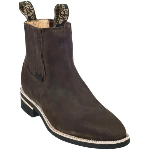 Botines Charros de Gamuza Punta Oval Color Chocolate - Wild West Boots