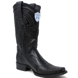 Botas de Pata de Avestruz Original Punta Europea Color Negro - Wild West Boots