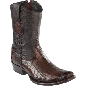 Botas Cortas de Pata de Avestruz Original Punta Cuadrada Dubai Color Cafe Difuminado - Wild West Boots