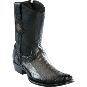 Botas Cortas de Pata de Avestruz Original Punta Cuadrada Dubai Color Gris Difuminado - Wild West Boots
