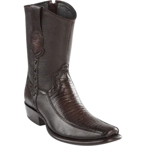 Botas Cortas de Armadillo con Venado Original Punta Dubai Color Cafe Difuminado - Wild West Boots