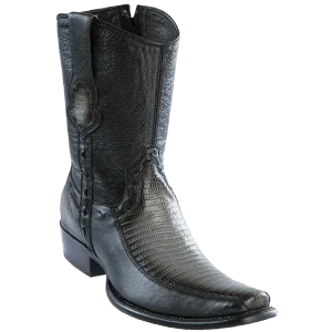 Botas Cortas de Armadillo con Venado Original Punta Dubai Color Gris Difuminado - Wild West Boots