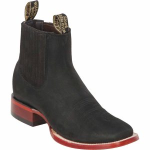 Botines de Gamuza Punta Cuadrada Color Negro - Wild West Boots