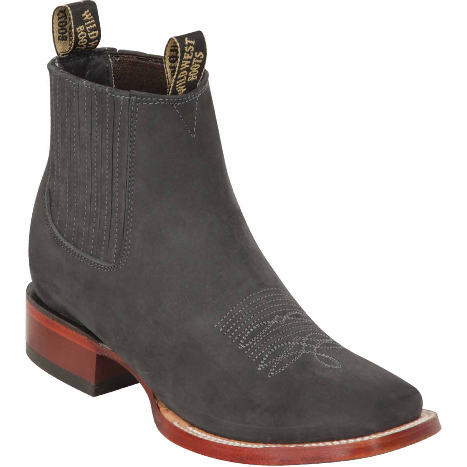 Botines de Gamuza Punta Cuadrada Color Gris - Wild West Boots