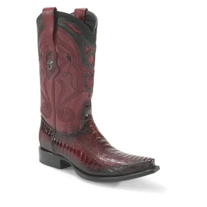 Botas de Pata de Avestruz Original Punta Recortada Color Vino Difuminado - Wild West Boots