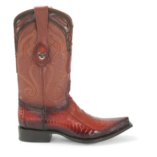 Botas de Pata de Avestruz Original Punta Recortada Color Cognac Difuminado - Wild West Boots - Imagen 3