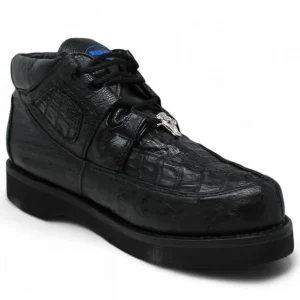 Zapatos Casuales de Piel de Cocodrilo Panza y Avestruz Original Color Negro - Wild West Boots