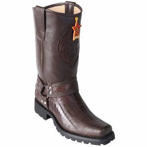 Botas Biker de Avestruz Pata Original Color Cafe - Los Altos Boots