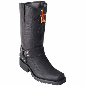 Botas Biker de Avestruz Pata Original Color Negro Graso - Los Altos Boots