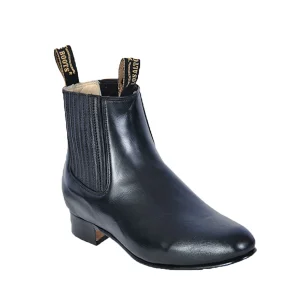 Botines Charros de Venado Original Punta Oval Color Negro - Los Altos Boots