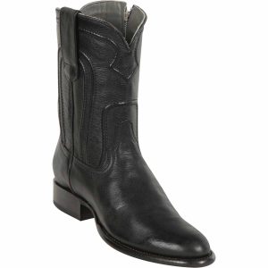 Botas de Piel Original Roper Punta Oval con Zipper Color Negro - Los Altos Boots