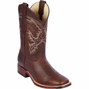 Botas de Piel Original Punta Rodeo Cuadrada Ancha Color Nuez - Los Altos Boots