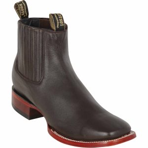 Botines de Venado Original Punta Cuadrada Ancha Color Cafe Oscuro - Los Altos Boots
