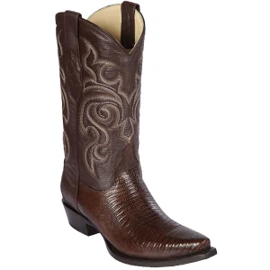 Botas de Piel de Armadillo Original Punta Recortada Cafe - Los Altos Boots