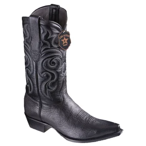 Botas de Piel Cuello de Toro Punta Recortada Color Negro - Los Altos Boots