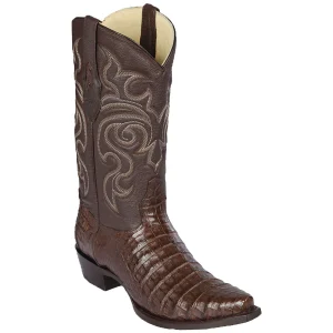 Botas de Cocodrilo Caiman Panza Original Punta Recortada Color Cafe - Los Altos Boots