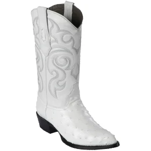 Botas de Piel de Avestruz Original Horma Puntal Color Blanco - Los Altos Boots