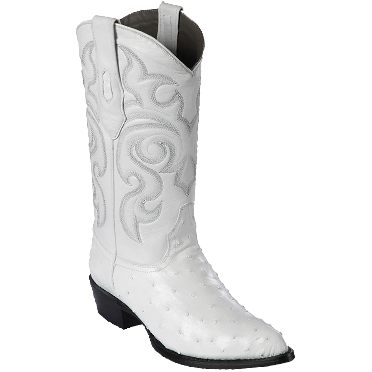 Botas de Piel de Avestruz Original Horma Puntal Color Blanco - Los Altos Boots