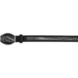 Cinto Casual de Cocodrilo Caiman Panza Original Color Negro Sahara - Los Altos Boots