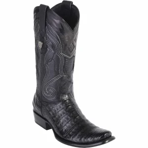 Botas de Cocodrilo Caiman Panza Original Punta Dubai Cuadrada Color Negro - Wild West Boots