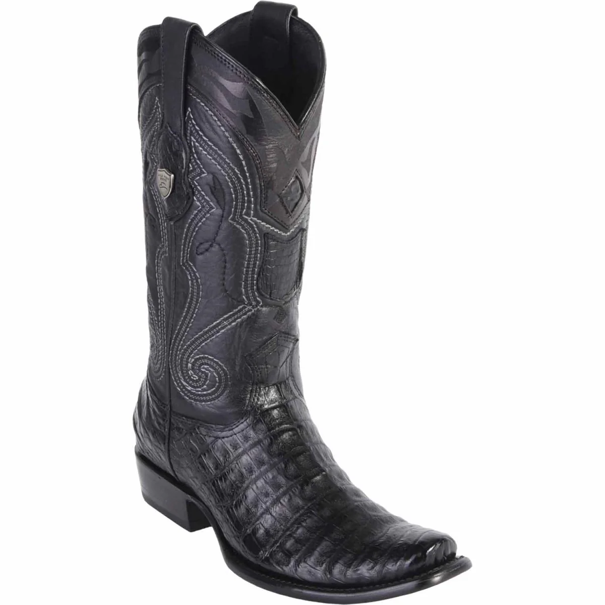 Botas de Cocodrilo Caiman Panza Original Punta Dubai Cuadrada Color Negro - Wild West Boots