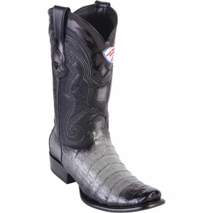 Botas de Cocodrilo Caiman Panza Original Punta Dubai Cuadrada Color Gris Difuminado - Wild West Boots