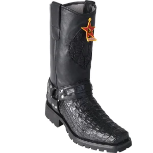 Botas Biker de Cocodrilo Caiman Original Color Negro - Los Altos Boots