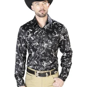 Black And Beige Casual Long Sleeve Shirt 43946