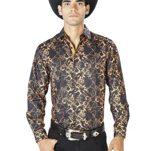 Black And Gold Casual Long Sleeve Shirt 43561