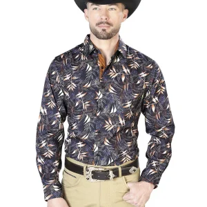 Black And Gold Casual Long Sleeve Shirt 43691