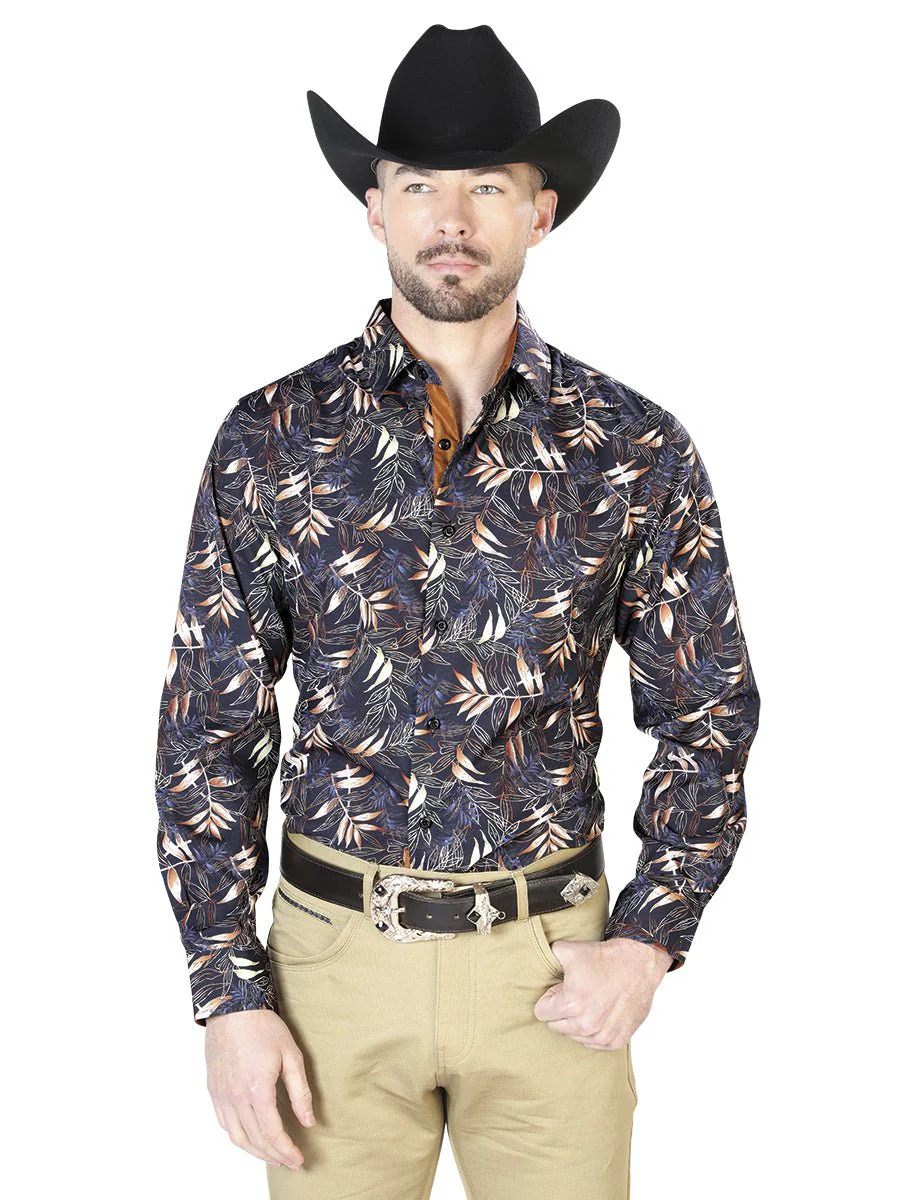 Black And Gold Casual Long Sleeve Shirt 43691 - Imagen 2