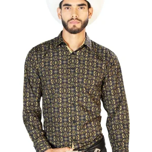 Black And Gold Long Sleeve Casual Long Sleeve Shirt 126273