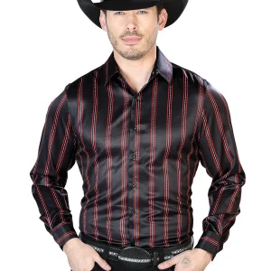 Black And Red Casual  Long Sleeve Shirt 43922