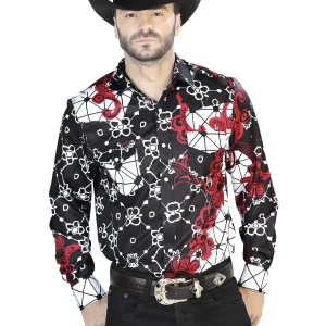 Black And Red Casual Long Sleeve Shirt 44076