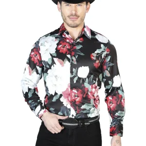 Black And White Flowers Casual Long Sleeve Shirt 43670