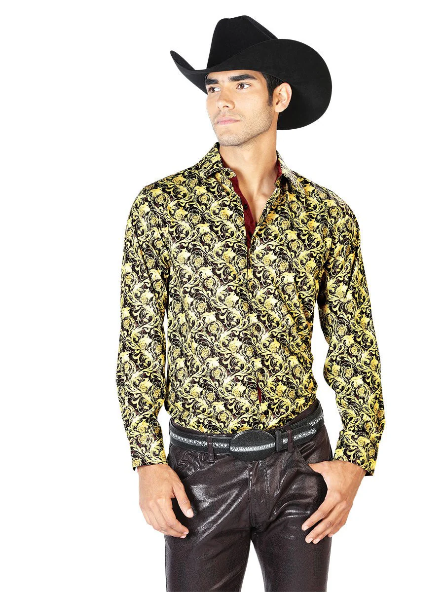 Black And Yellow Casual Long Sleeve Shirt 43542