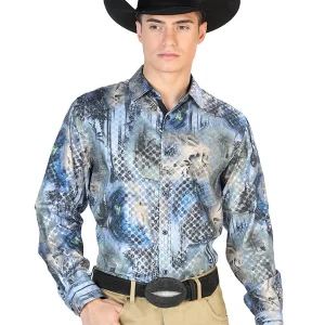 Black Blue Casual Long Sleeve Shirt 43878