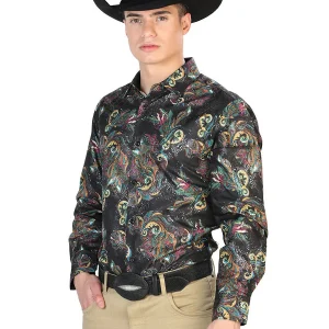 Black Multicolor Casual Long Sleeve Shirt 43800