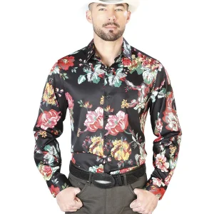Black With Red Roses Casual Long Sleeve Shirt 43675