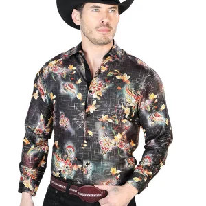 Black/Multicolor Casual Long Sleeve Shirt 43813
