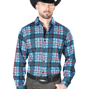 Blue And Checkers Casual Long Sleeve Shirt 43690