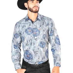 Blue Casual Long Sleeve Shirt 43823